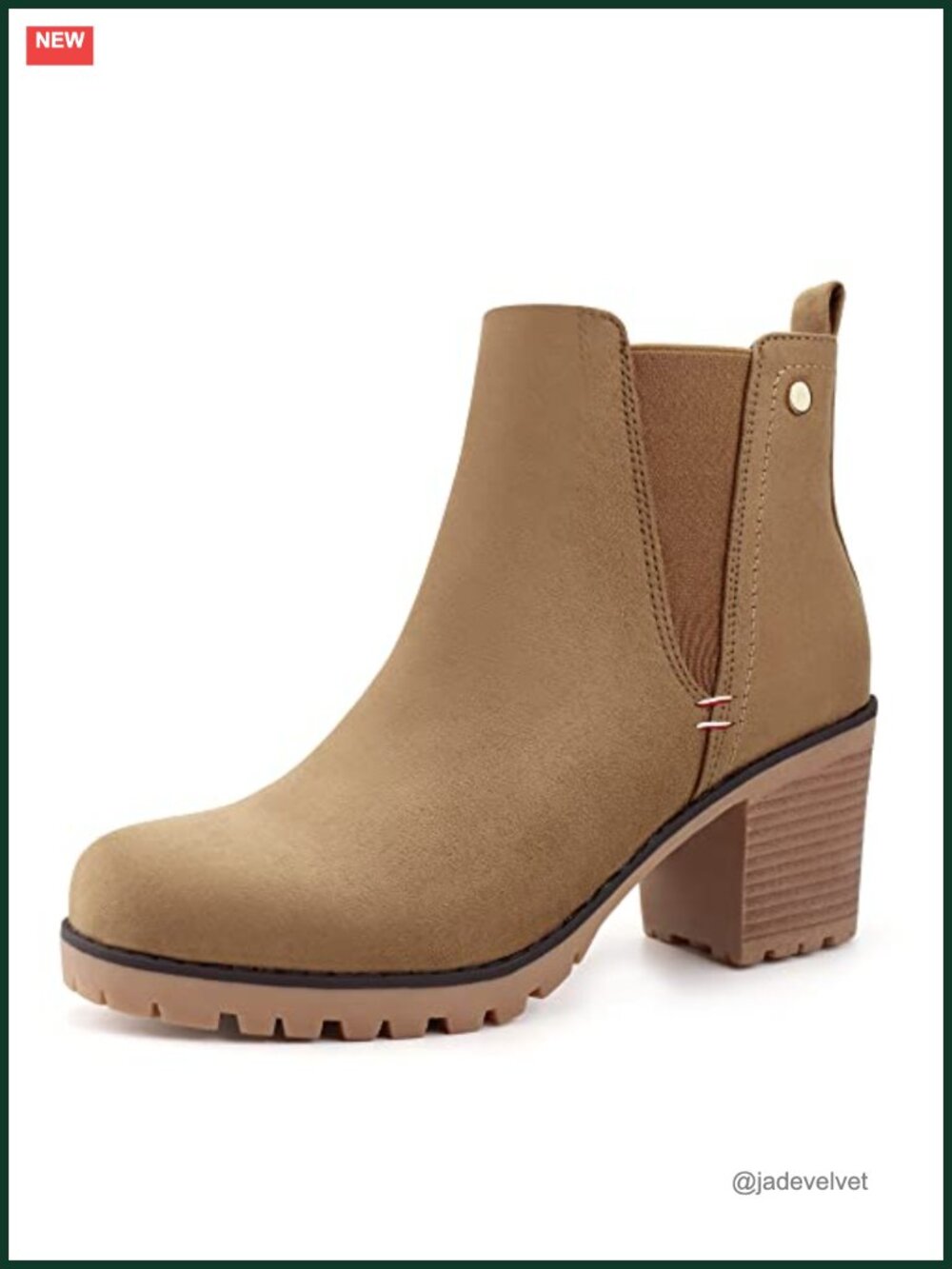 Suede Ankle Booties Slip On Chelsea Block Heel